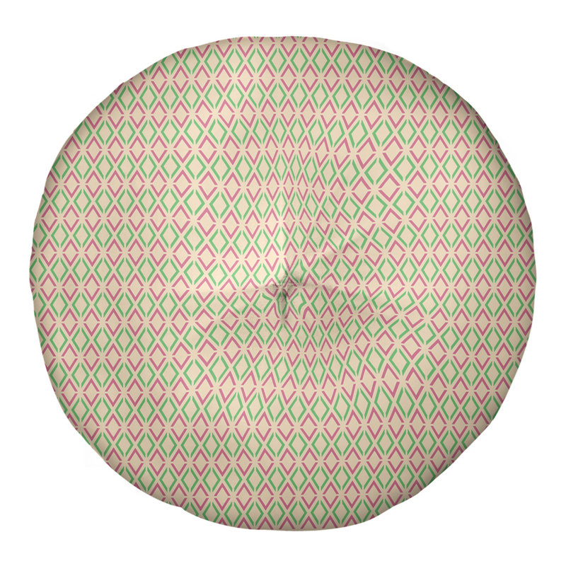 Coussin Katelyn Elizabeth, 30 po x 30 po, Rose et vert, Circulaire