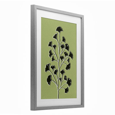 «Lime Gingko Sprig», reproduction encadrée sous verre, design par Martina Pavlova