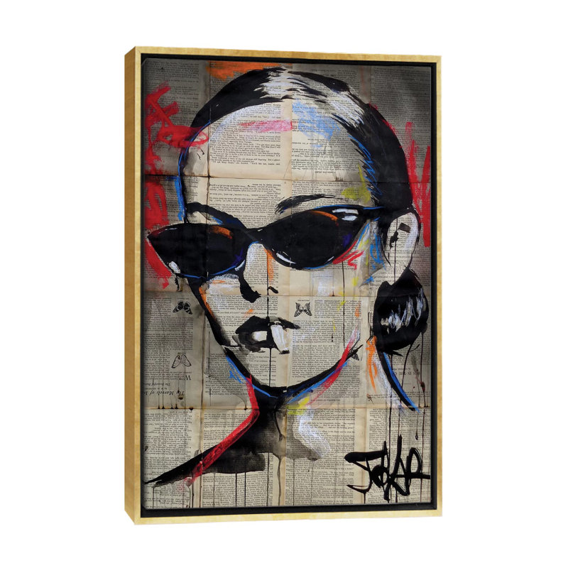 « Beatnik flair » par Loui Jover-impression d’art graphique, Pas de tapis, H 26 po x l 18 po x P 1,5 po, Toile encadrée d'or