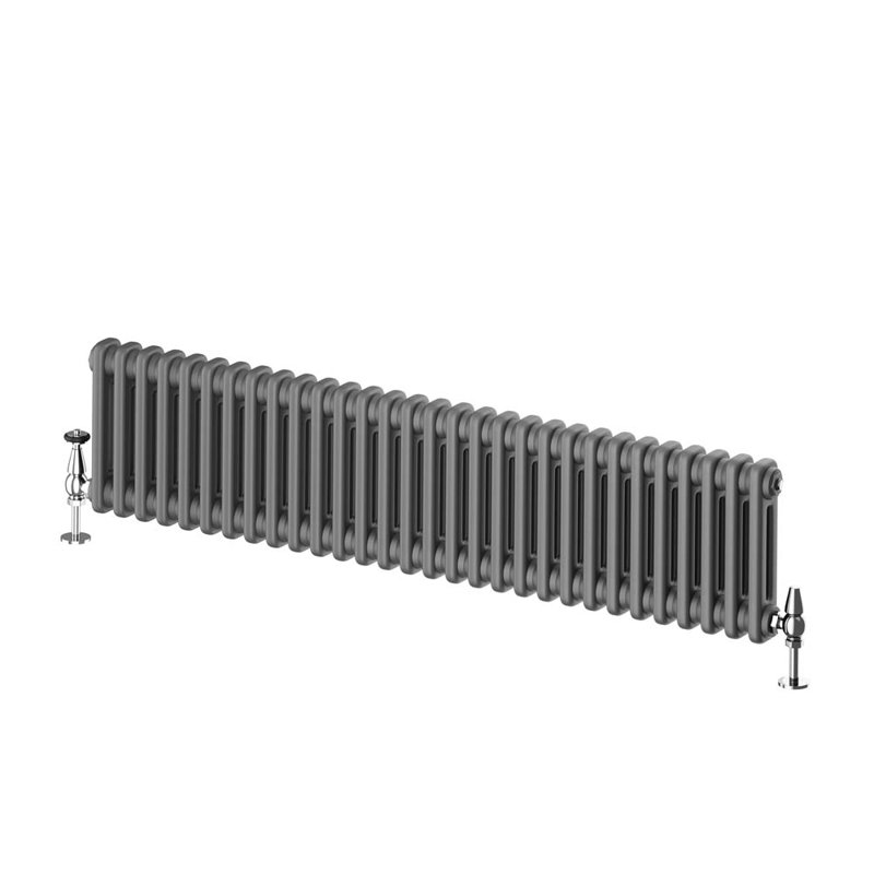 Horizontal Traditional Colosseum Radiator, Grey, 300cm H x 1370cm W x 70cm D