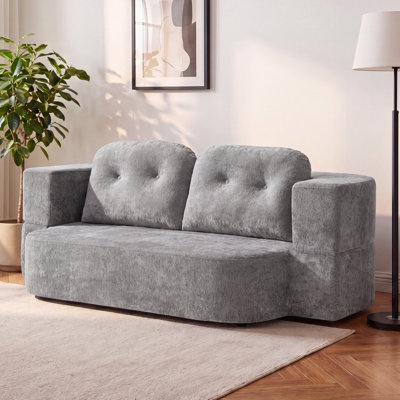 78.7" Convertible Folding Sofa Bed Full Size, Compression Comfy Boneless Loveseat Fold Out Couch With Pillows & Armrest