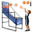 Jeu d'arcade de basketball d'intérieur pour enfants avec retour de balle, cerceau unique et support pliable, comprend 2 balles et une pompe pour tout-petits