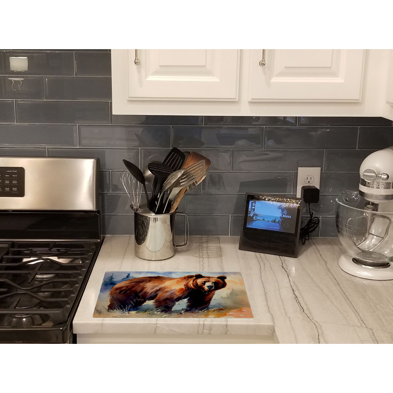 Grizzly Bear Glass Cutting Board Large