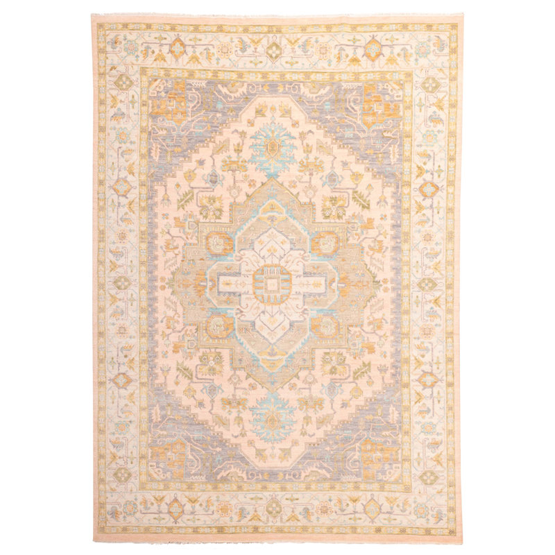 Tapis moderne rose Oushak 10 pi 3 po x 14 pi 3 po