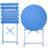 3 Pieces Patio Bistro Balcony Metail Chair Table Set-Blue-110362108