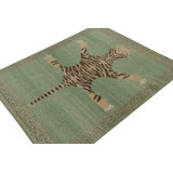 Distressed Homage Hand Knotted Wool Animal Print Area Rug