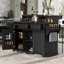 Îlot de cuisine à deux niveaux de 53,2 po avec prise de courant, 3 tiroirs, tablettes réglables, 4 supports de porte et base roulante, îlot de rangement pour armoire de bar rustique-703704802