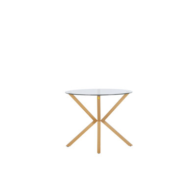 Aureon Round Glass Top Dining Table with Steel Base