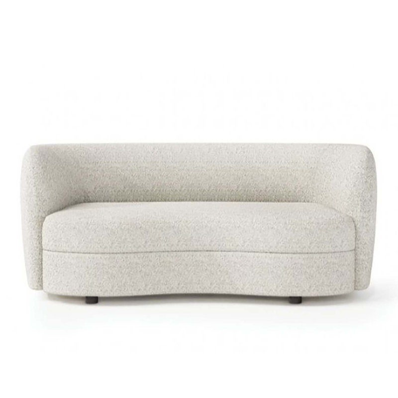 Causeuse courbée 63 po, Bouclé blanc cassé