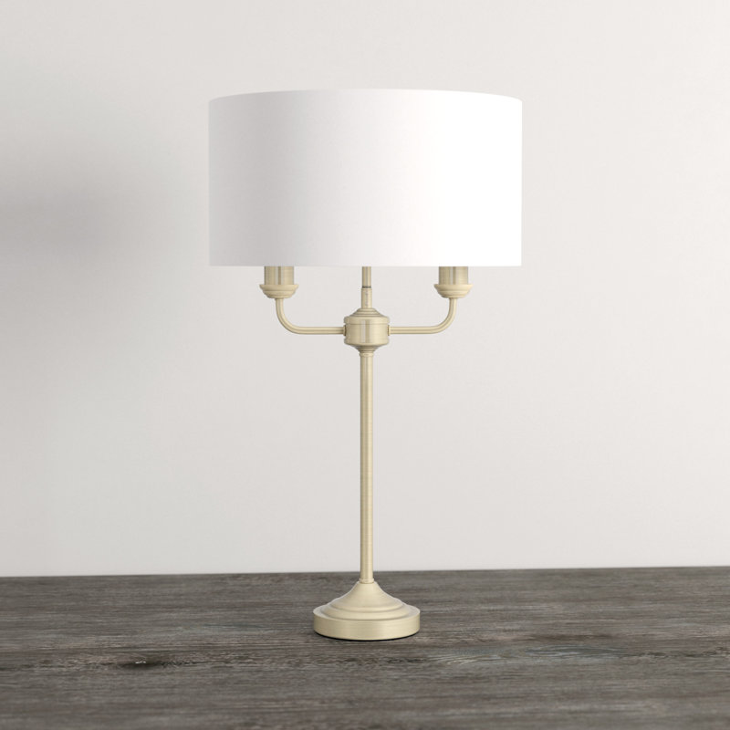 Assante Metal Buffet Lamp, Antique Brass, Cream