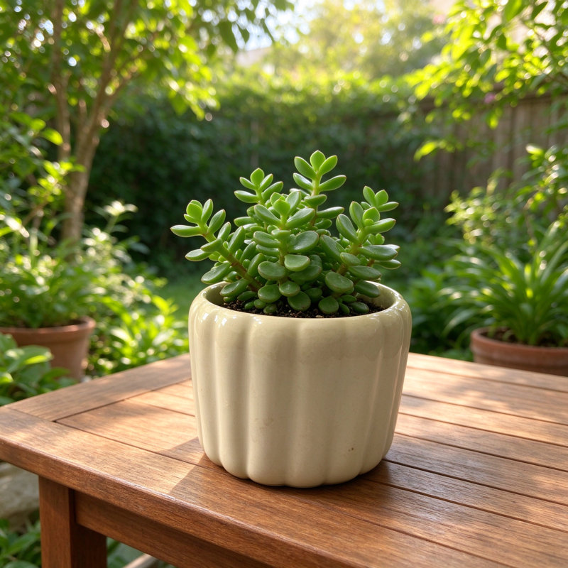 Pot à fleurs ivoire en céramique - tasse succulente à nervures courtes, 5,9 x 5,9 x 5,9 po