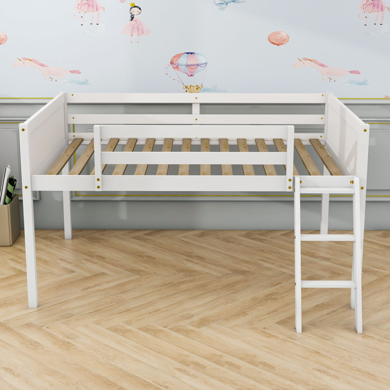 Janaq Kids Twin Loft Bed, Full, White