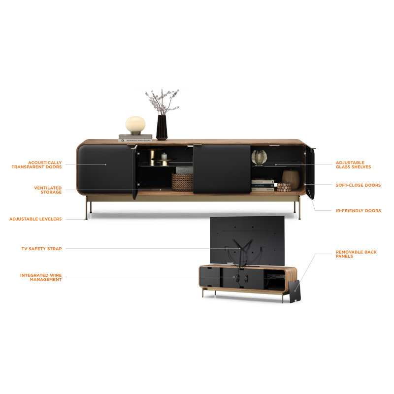 Solid Wood and Glass TV Stand