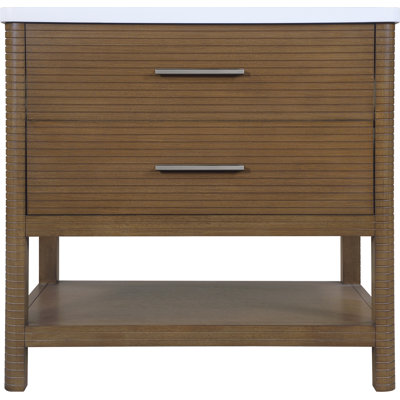 Meuble-lavabo en pierre d'ingénierie et en bois massif 36 po Oakwell