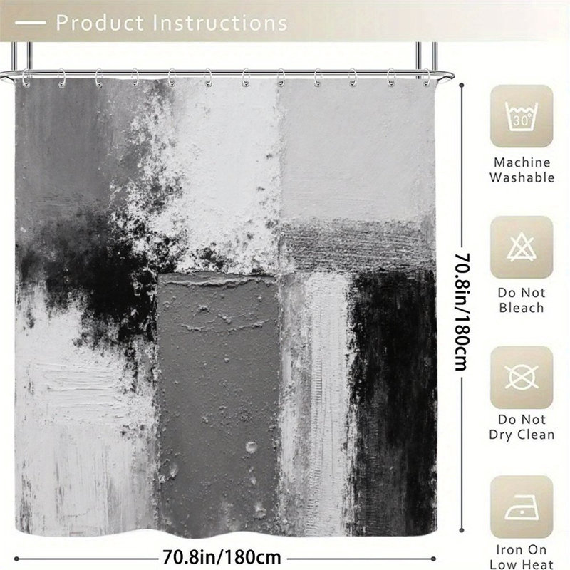 Rideaux de douche monochromes à texture abstraite pour salle de bain, 71 po x 71 po, Gris / abstrait 2