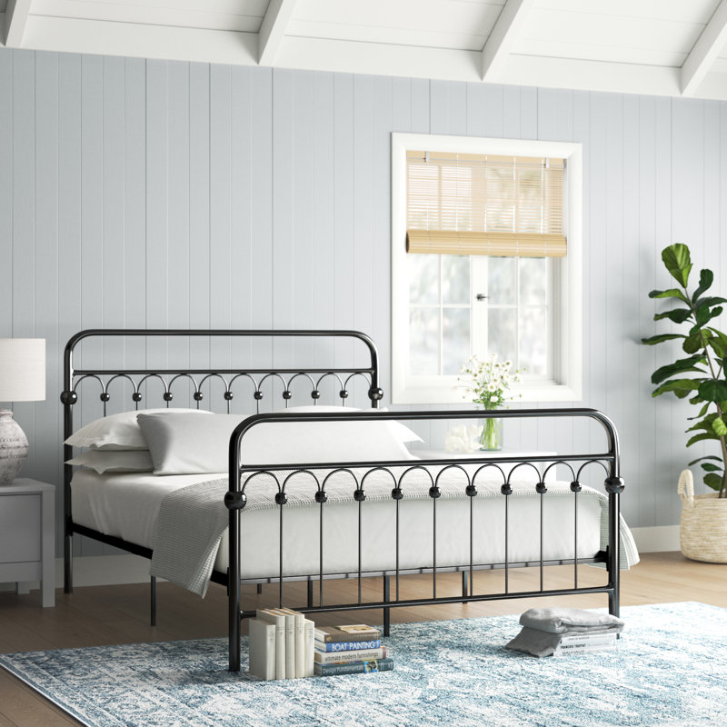 Eyres Metal Slat Bed, Queen, Black