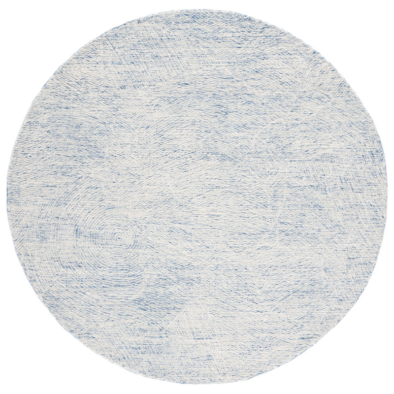 Bouldin Handmade Tufted Wool Blue Area Rug, Round 6'