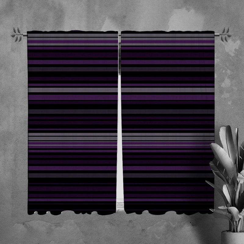 Rideaux de fenêtre horizontaux à motif de rideaux noirs - 7744, L 40 po x L 61 po
