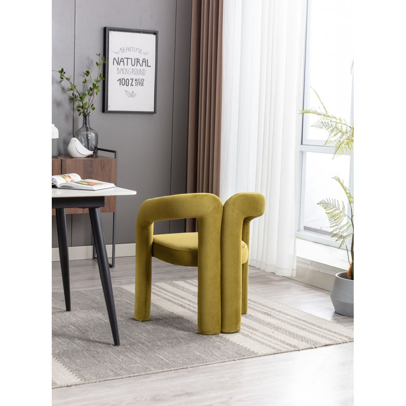 Chaises d'appoint pour salon, ensemble de 2, Velours olive, H 27,95 po x l 25,2 po x P 19,88 po