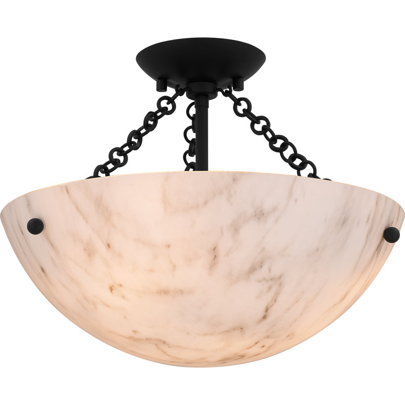 Wellton 3-Light Matte Black Semi-Flush Mount