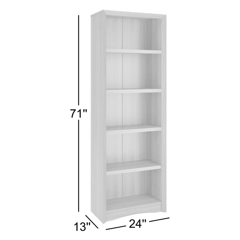 Bibliothèque standard H 71 po x l 24 po Santorella, Noyer, (Cinq tablettes) 180 cm (H) x 61 cm (L) x 33 cm (P