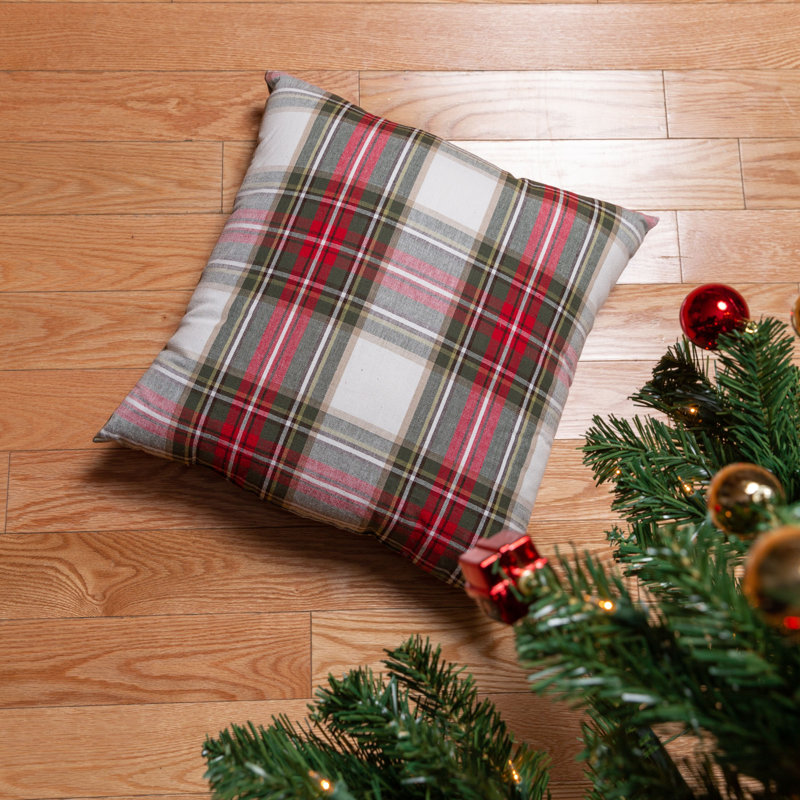  Celebration Plaid Square Cotton Pillow Cover & Insert