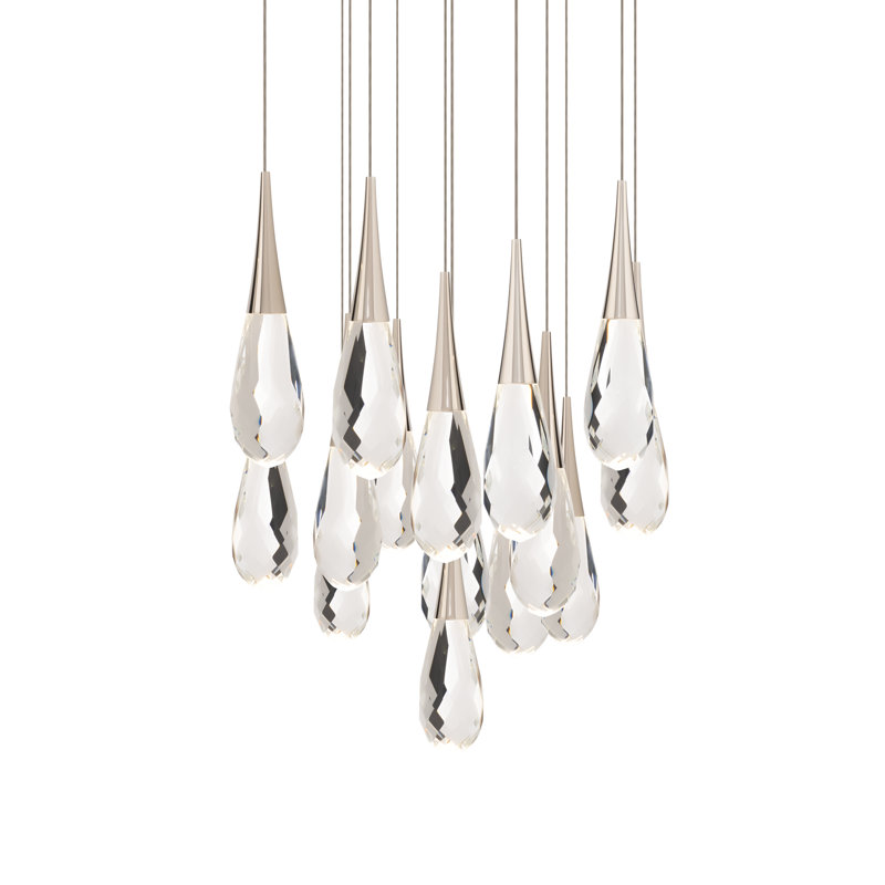 Hibiscus 15 - Light LED Pendant, Polished Nickel