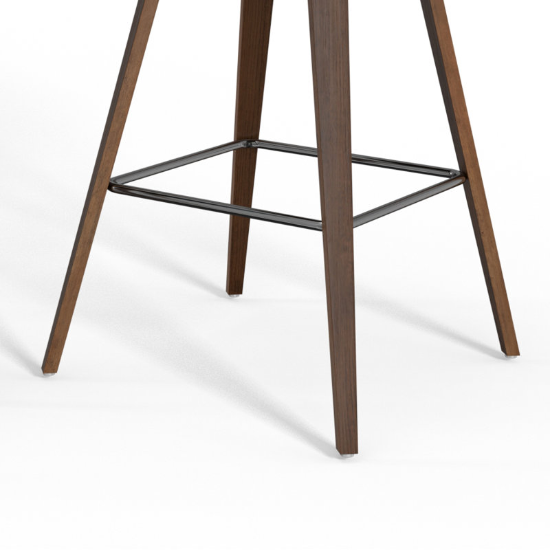 Randolph Upholstered Bentwood Mid-Century Modern Bar & Counter Stool with Chrome Footrest (Set of 2)