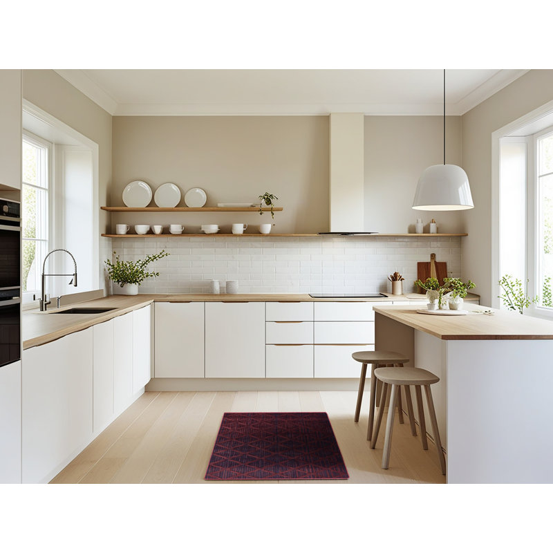 Tapis rouge en treillis lavable à la machine, Rectangulaire 2 pi x 3 pi