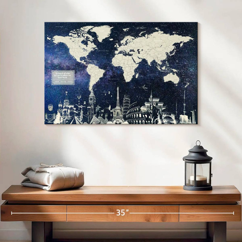 «Where We Have été Push Pin World Milstead», H 16 po x l 24 po