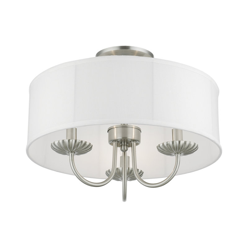Plafonnier semi-encastré 3 lumières Lampert, Nickel brossé