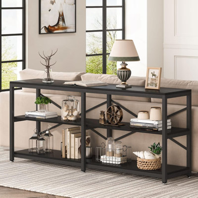 70.9" 3-Tier Industrial Console Table with X-Back