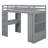 Leda Storage Loft Bed with Desk, Bookcase and LED Lights-2127575534-2127575532