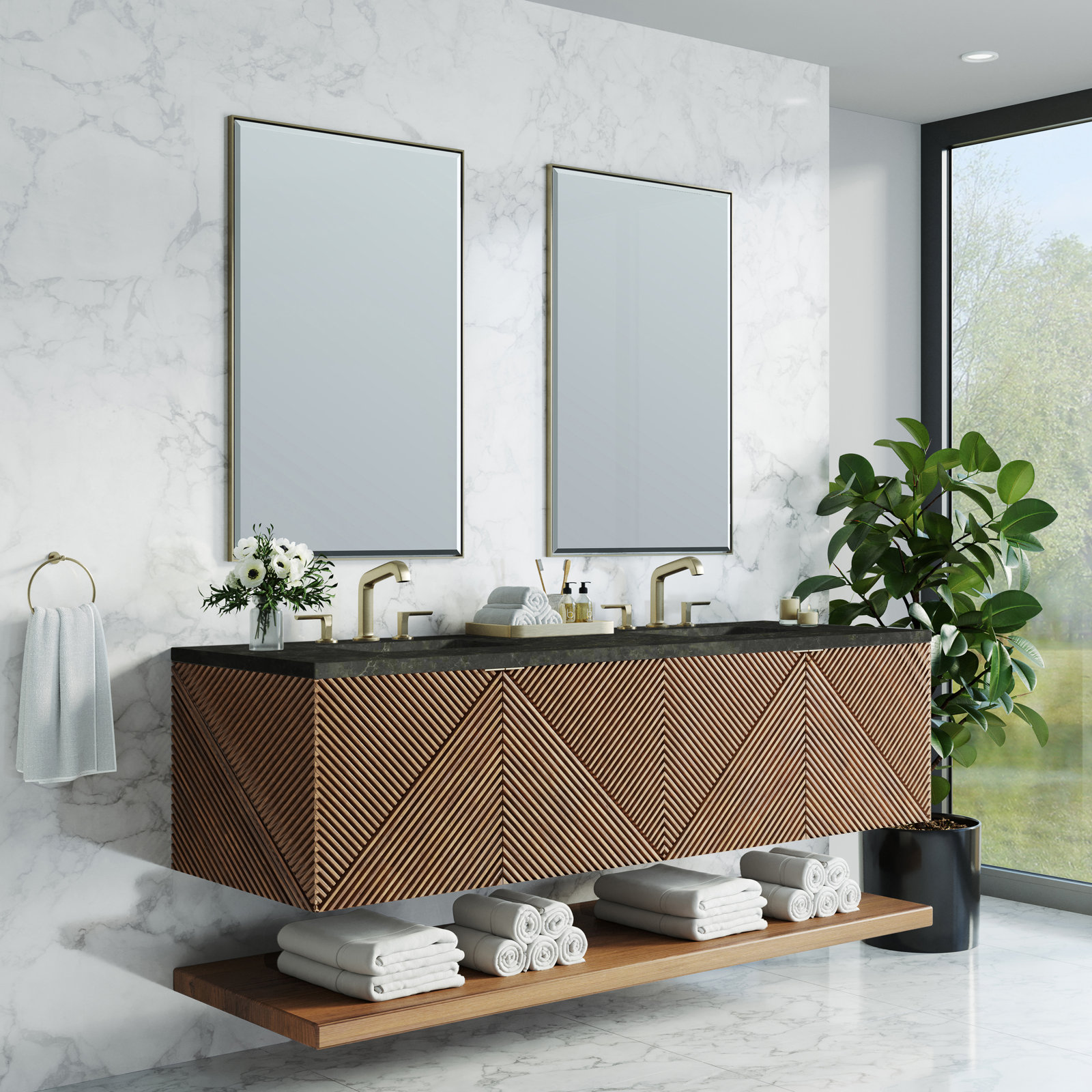 Marcello 72'' Double Bathroom Vanity, 8" Widespread, Phantome Eclos