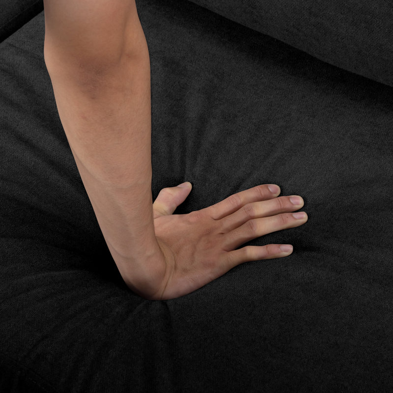 Canapé modulaire réversible avec repose-pieds Landover, Mélange de polyester noir