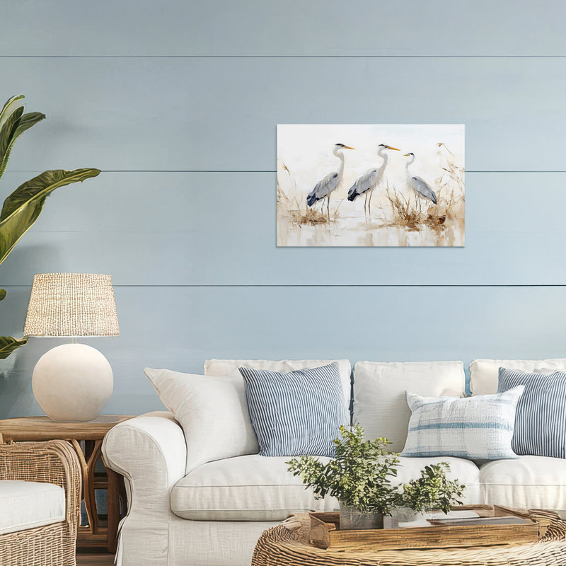 Herons bleus neutres en toile de roseaux, design par LSR Design Studio, 20 x 30