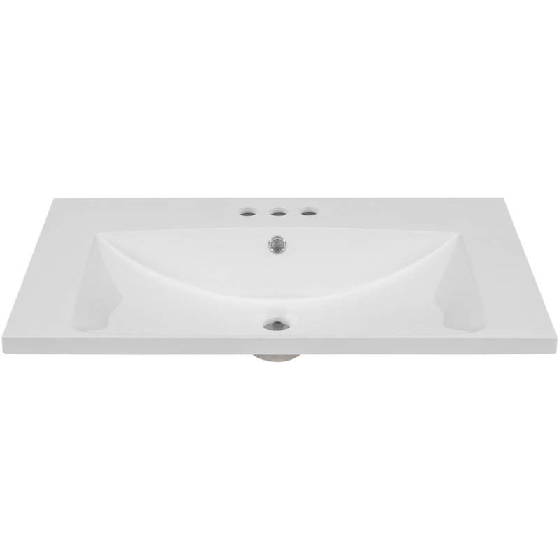 Plateau de meuble-lavabo simple avec lavabo, 3 trous de robinet, céramique
