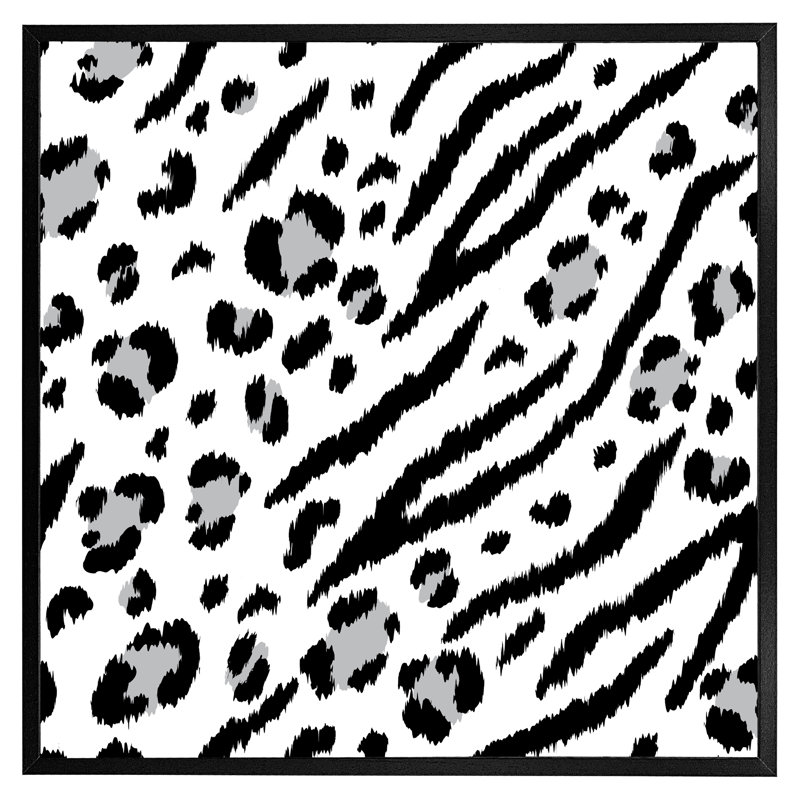 Arrthor Zebra & Leopard Print - Single Picture Frame Print, Black Framed, 31cm H x 31cm W x 4cm D