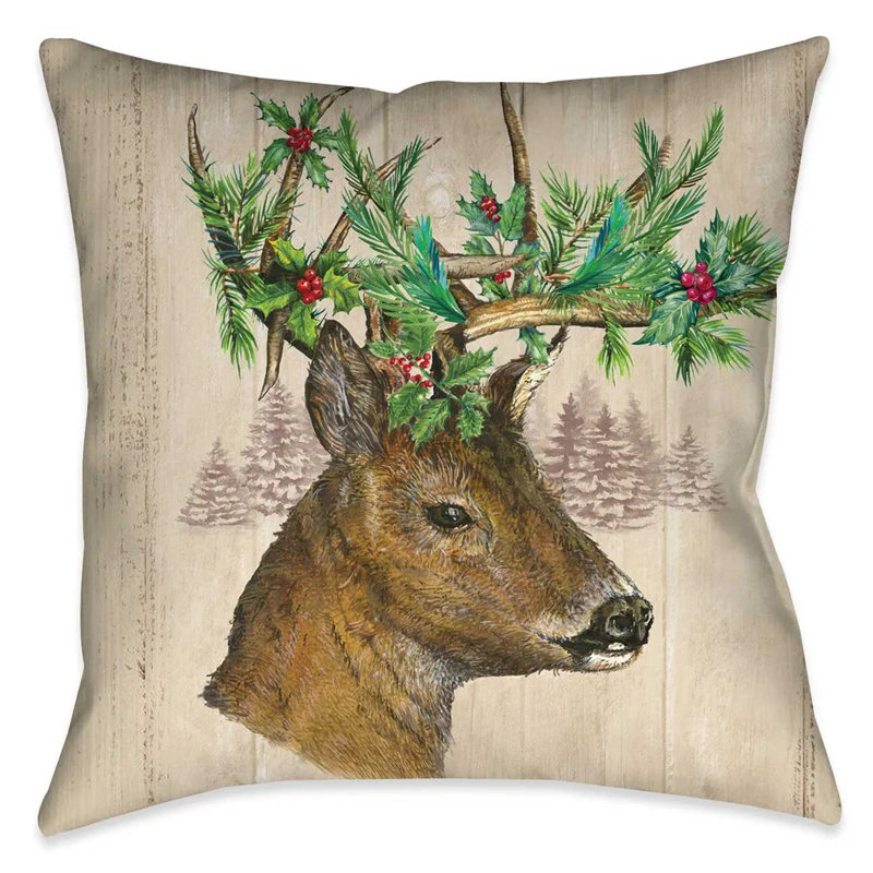 Holiday Deer Throw Pillow