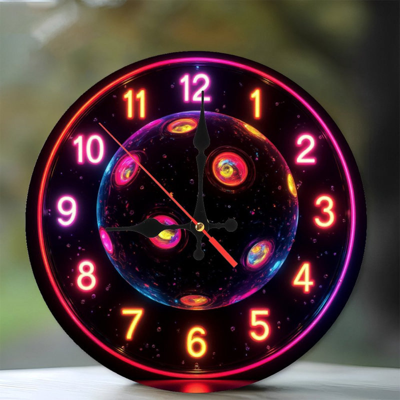 Colorful Neon Galaxy Wall Clock Decoration