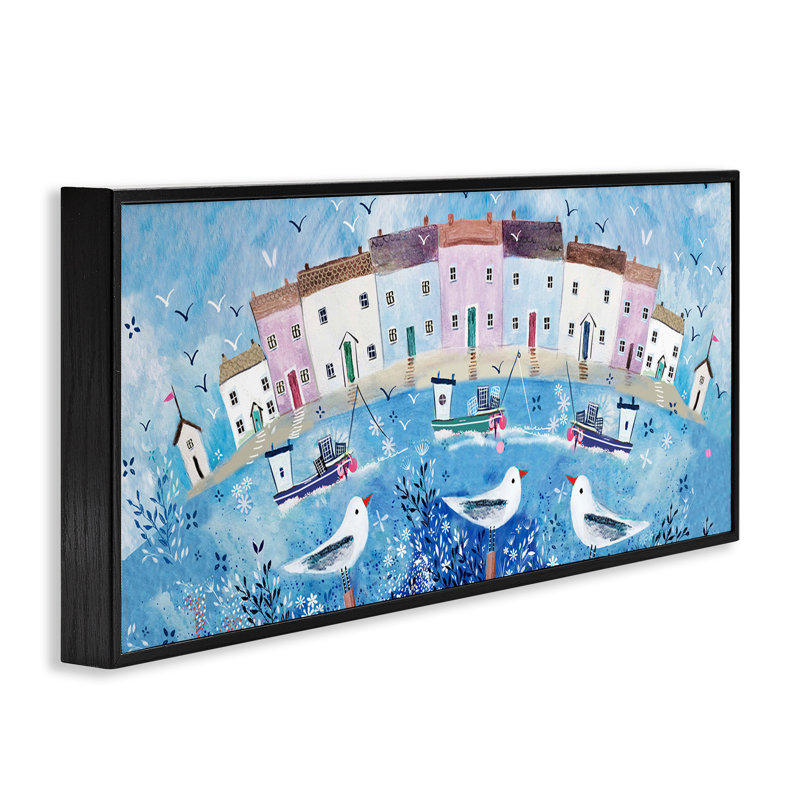 Impression sur toile encadrée Seaside Harbor, par Clare Tupper, H 10 po x l 24 po, Giclée encadrée noir minuit