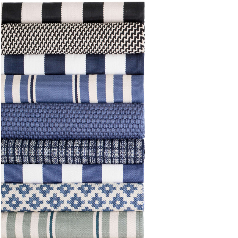 Rugby Stripe Light Blue Handwoven Indoor/Outdoor Rug, Rectangle 5' x 8'