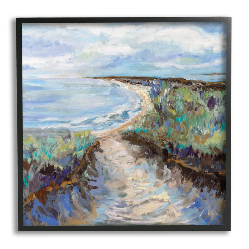 «Cloudy Ocean Coast», peinture par Jeanette Vertentes, Giclée encadrée noir minuit, H 12 po x l 12 po x P 1,5 po