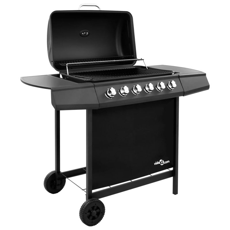 VidaXL 6 - Burner Natural Gas 13648 BTU BTU Gas and Charcoal Grill, Black