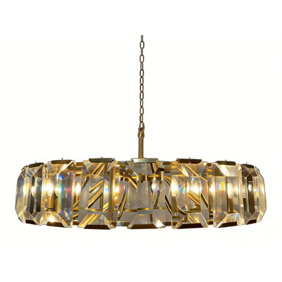 10-Light Dimmable Modern Drum Crystal Chandelier