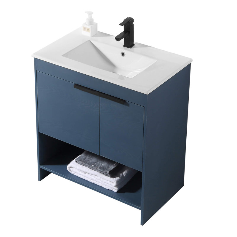 Meuble-lavabo simple 30 po Daenna, Bleu marine