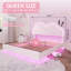 Base de lit flottante pour grand lit avec tête de lit ajustable à DEL Zoomie, lit plateforme tapissier, blanc-354998219-354998216