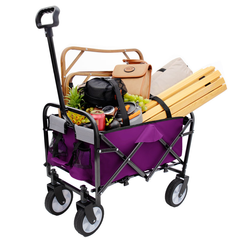 Chariot pliable à roulettes pliable avec roues, Mauve, 37.4" H x 26" W x 17.3" D