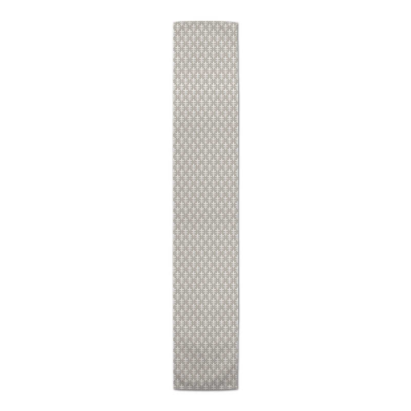 Chelene Rectangle Striped Polyester Table Runner, 16" D x 90" L, Light Gray, Botanical