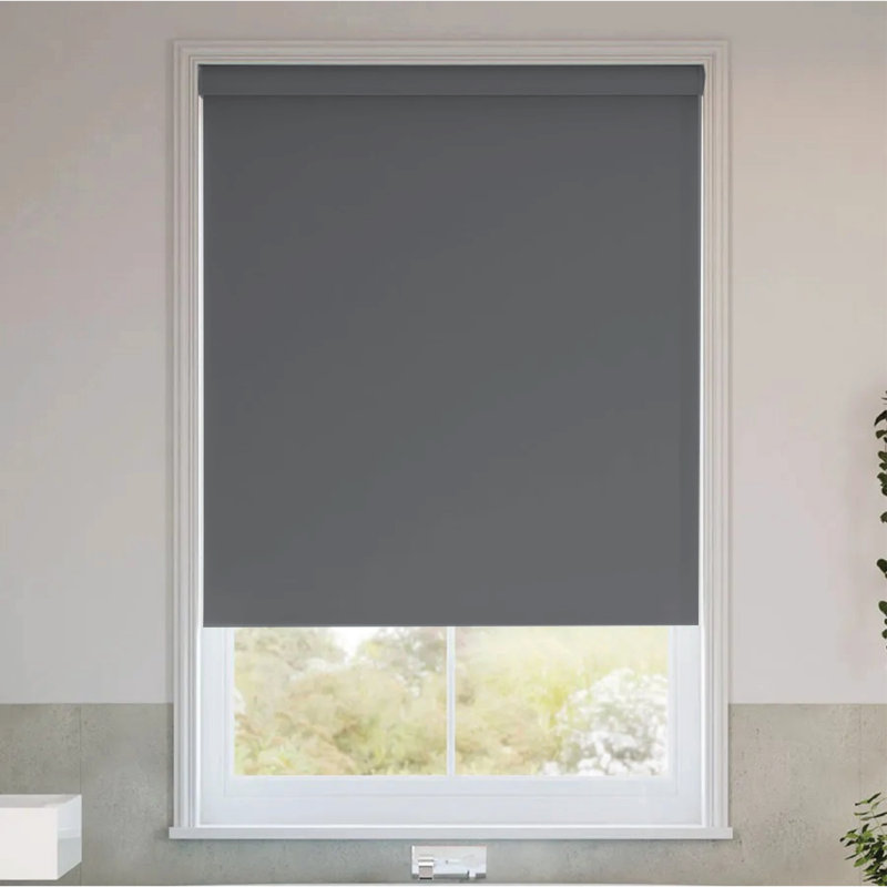 Indoor Blackout Trimmable Roller Blind – Custom Fit Window Shade with Light Control & Privacy, Grey, 210cm L x 120cm W